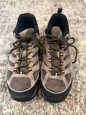 Merrell Men's Sz 14 Walnut Vibram Sole Hiking Shoe Perfomance Wear EUC